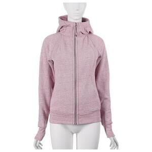 LULULEMON Scuba Hoodie Size 4 Heathered Mauve Pink Cotton Fleece Full Zip Jacket